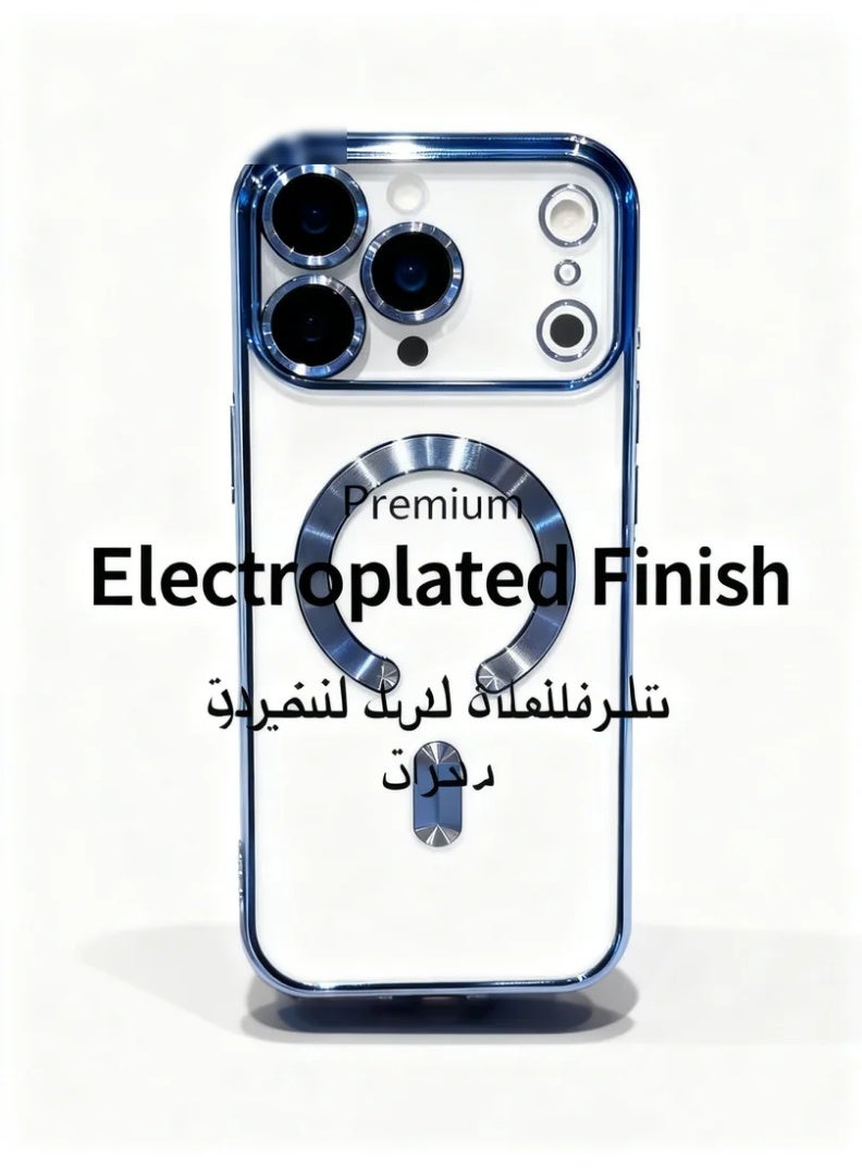 robotgcc Magnetic Phone Case for iPhone 17 Pro Max with Transparent Electroplated Frame, Built-In Lens Protection, Shockproof Soft TPU Cover, Strong Magnetic Ring Compatible with Magnetic Charging, Anti-Drop Clear Protective Case with Camera Guard and Full Edge Coverage - Image 5